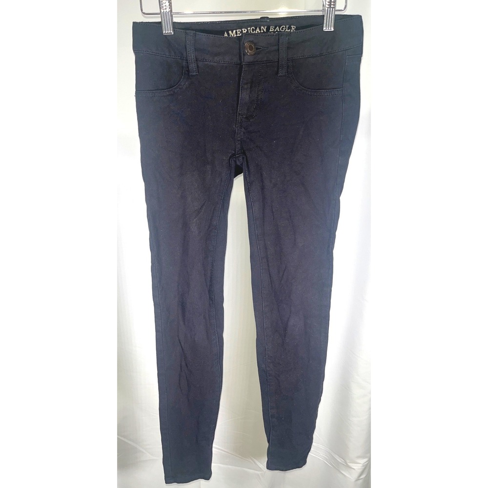 American Eagle Super Stretch Jegging Black Denim Skinny Jeans Size 0 Short